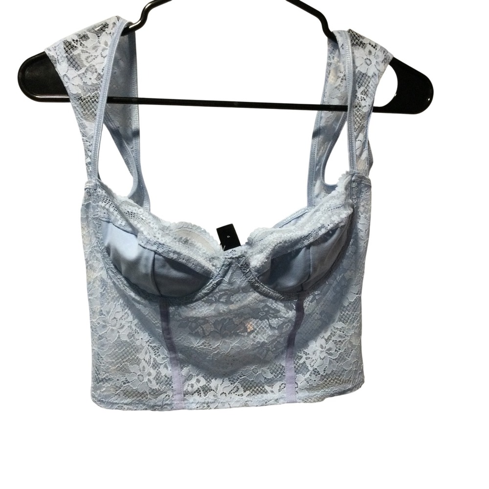 Lace Crop Top - Light Blue